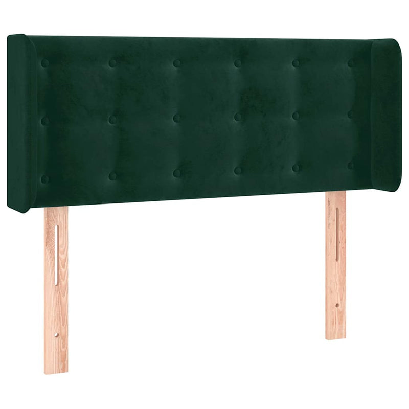 Tăblie de pat cu LED, verde închis, 103x16x78/88 cm, catifea