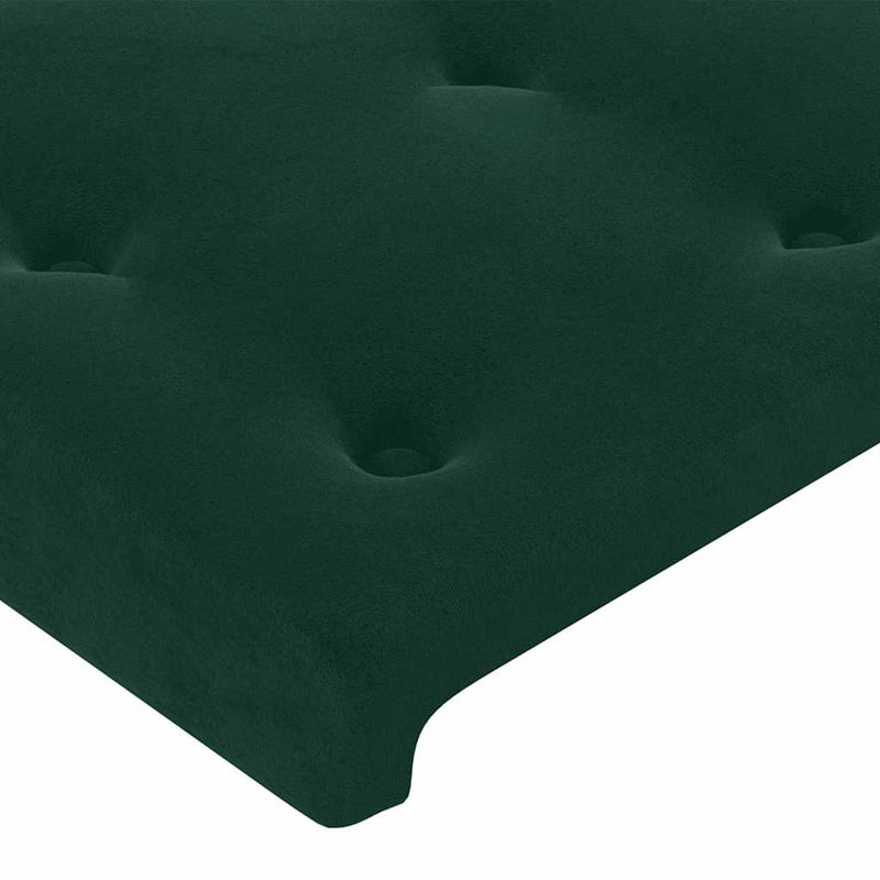 Tăblie de pat cu LED, verde închis, 103x16x78/88 cm, catifea