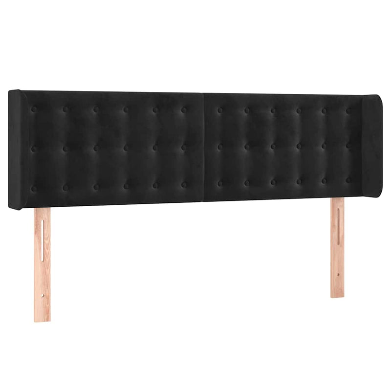 Tăblie de pat cu LED, negru, 147x16x78/88 cm, catifea