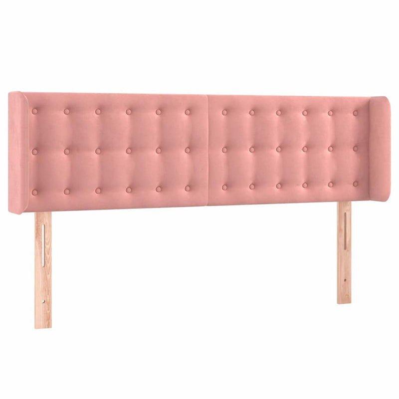 Tăblie de pat cu LED, roz, 147x16x78/88 cm, catifea
