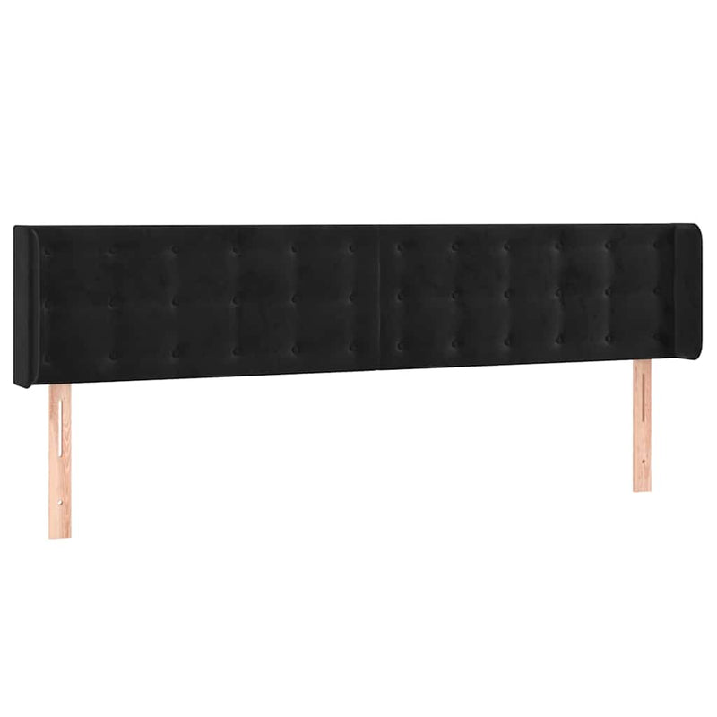 Tăblie de pat cu LED, negru, 163x16x78/88 cm, catifea