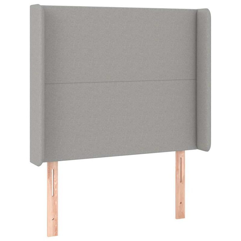 Tăblie de pat cu LED, gri deschis, 83x16x118/128 cm, textil