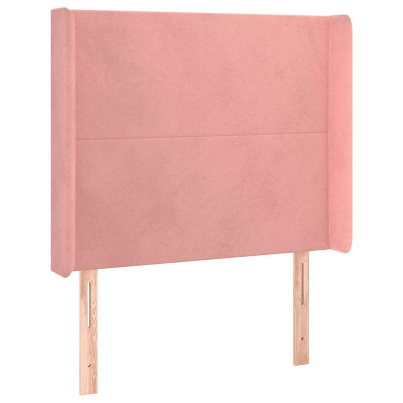 Tăblie de pat cu LED, roz, 93x16x118/128 cm, catifea