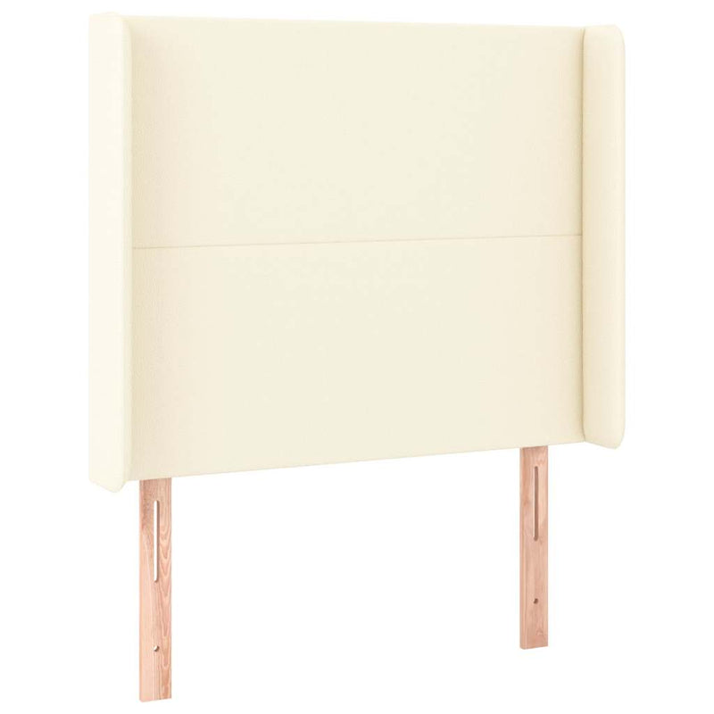 Tăblie de pat cu LED, crem, 93x16x118/128 cm, piele ecologică