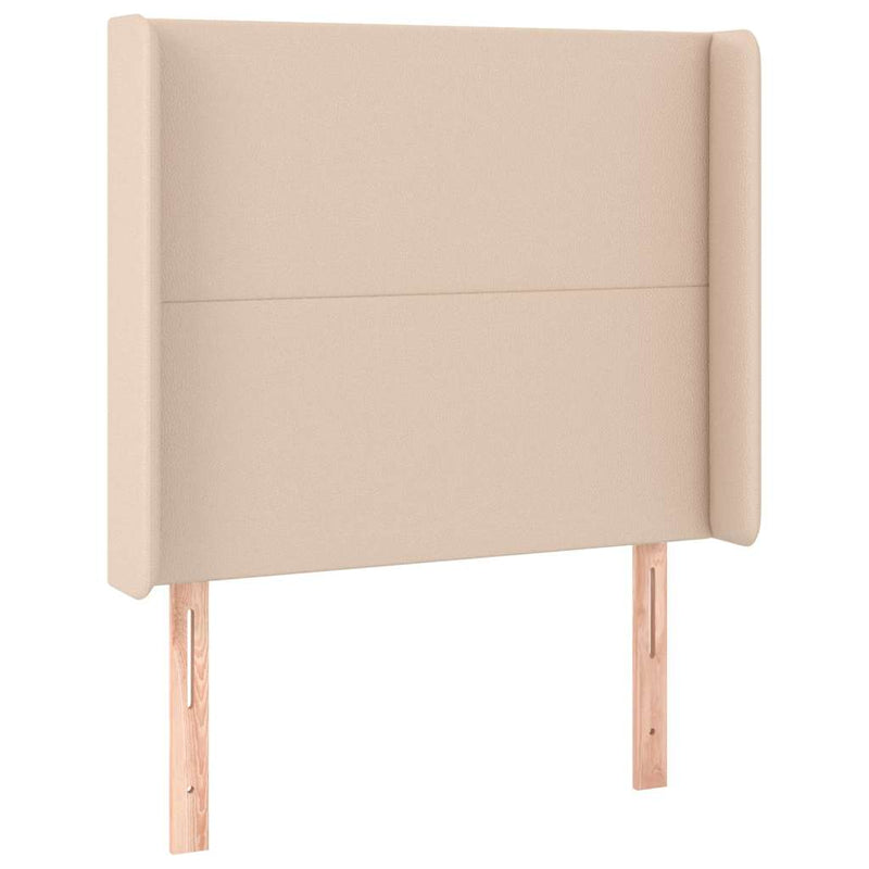 Tăblie de pat cu LED, cappuccino, 103x16x118/128 cm, piele eco
