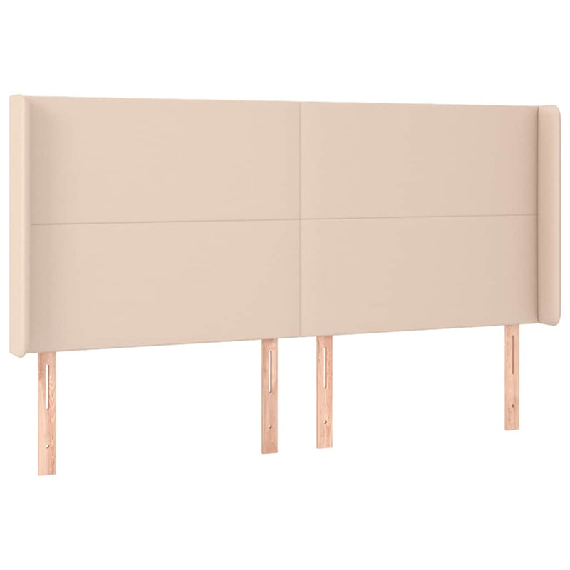 Tăblie de pat cu LED, cappuccino, 203x16x118/128 cm, piele eco