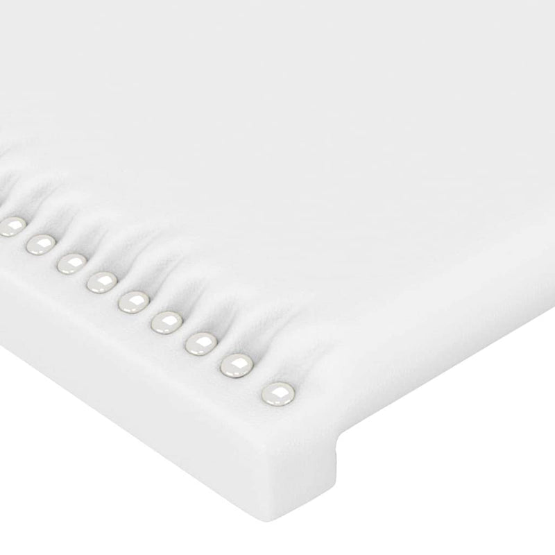 Tăblie de pat cu LED, alb, 103x16x118/128 cm, piele ecologică