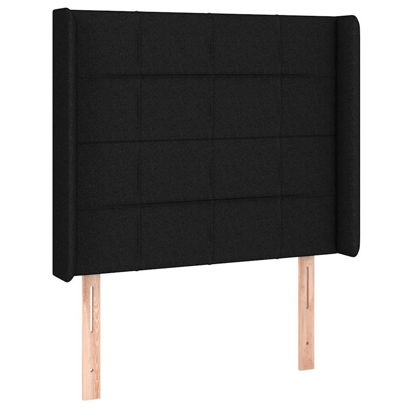 Tăblie de pat cu LED, negru, 103x16x118/128 cm, textil