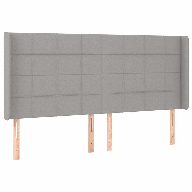 Tăblie de pat cu LED, gri deschis, 203x16x118/128 cm, textil