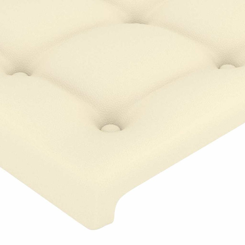 Tăblie de pat cu LED, crem, 83x16x118/128 cm, piele ecologică