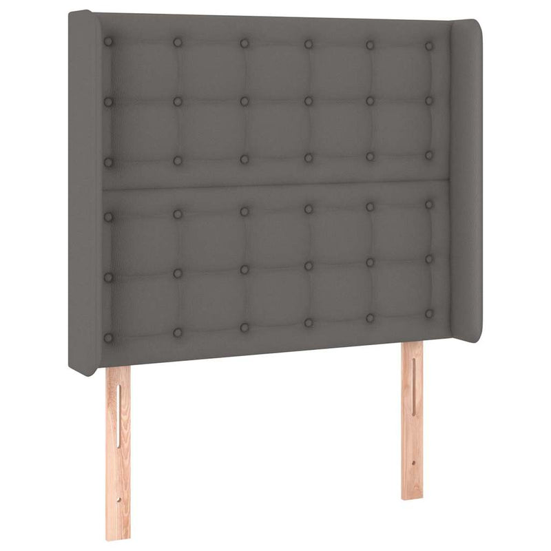 Tăblie de pat cu LED, gri , 83x16x118/128 cm, piele ecologică