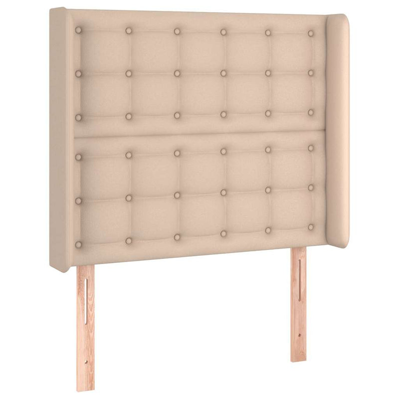 Tăblie de pat cu LED, cappuccino, 103x16x118/128 cm, piele eco
