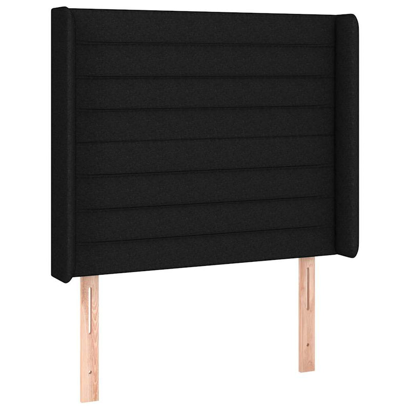 Tăblie de pat cu LED, negru, 103x16x118/128 cm, textil