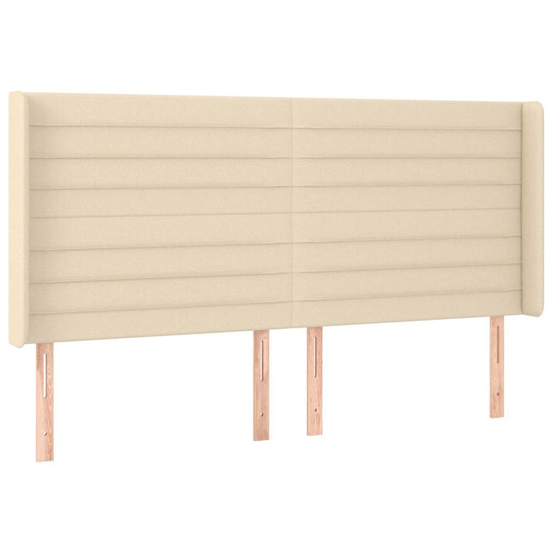Tăblie de pat cu LED, crem, 183x16x118/128 cm, textil