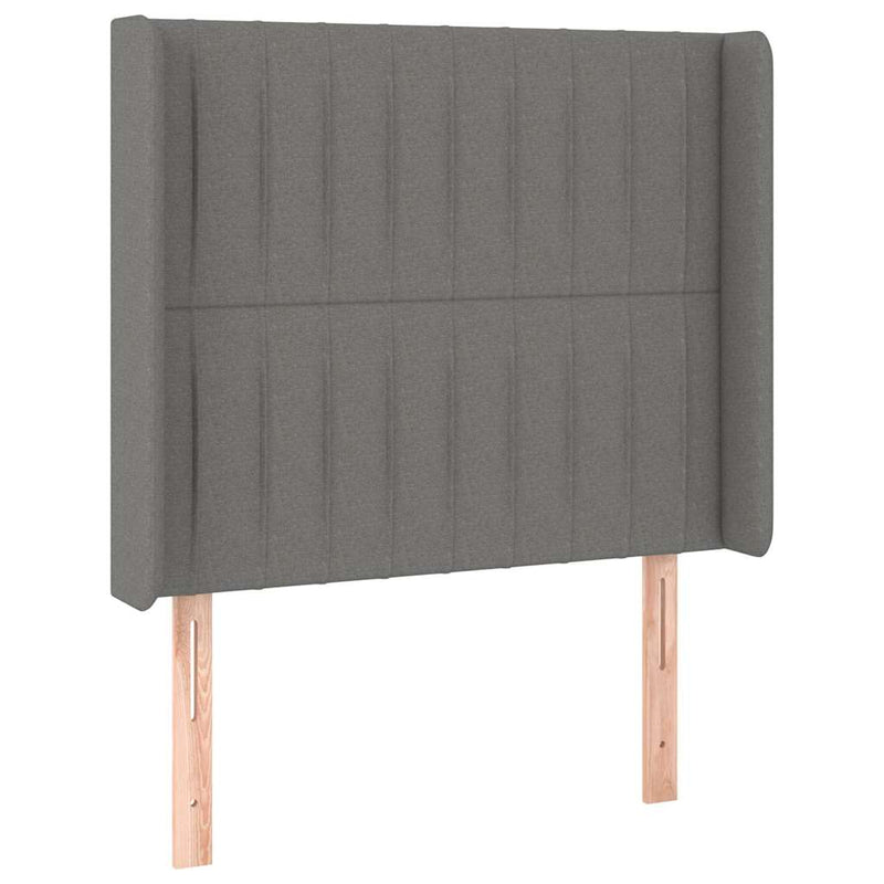 Tăblie de pat cu LED, gri închis, 93x16x118/128 cm, textil