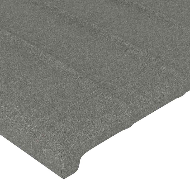 Tăblie de pat cu LED, gri închis, 93x16x118/128 cm, textil