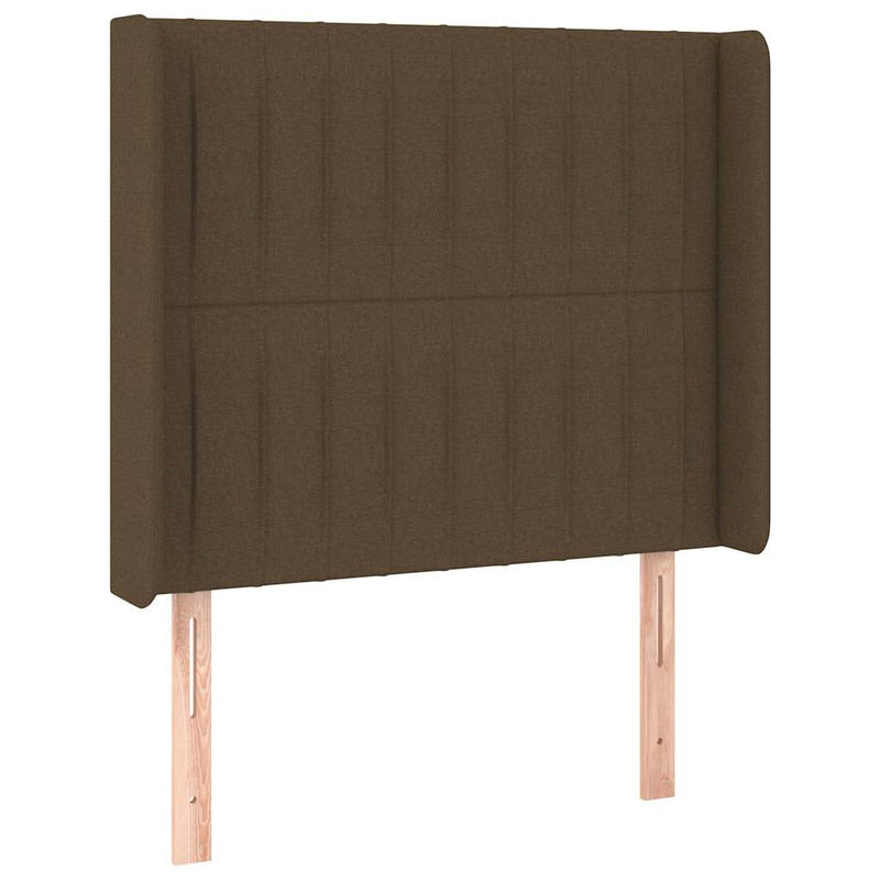 Tăblie de pat cu LED, maro închis, 103x16x118/128 cm, textil