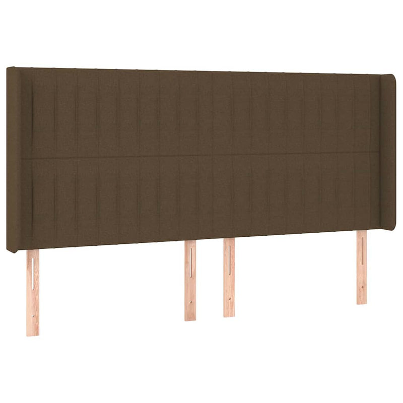 Tăblie de pat cu LED, maro închis, 163x16x118/128 cm, textil