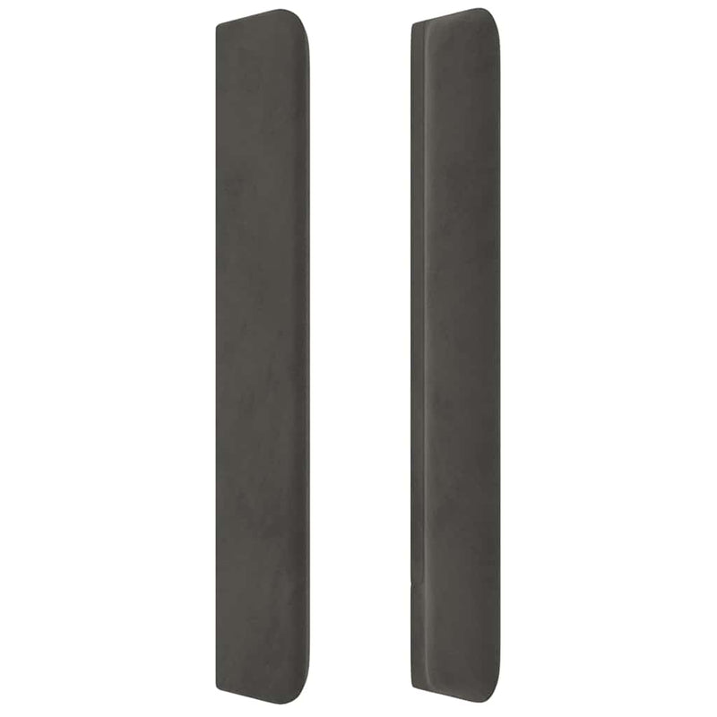 Tăblie de pat cu LED, gri închis, 203x16x118/128 cm, catifea