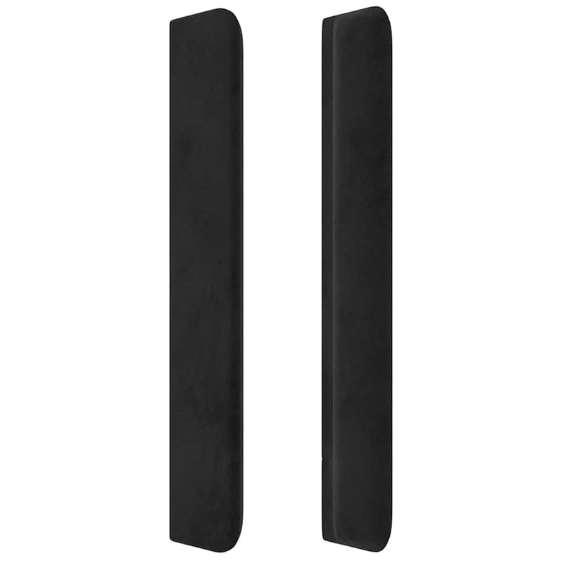 Tăblie de pat cu LED, negru, 203x16x118/128 cm, catifea
