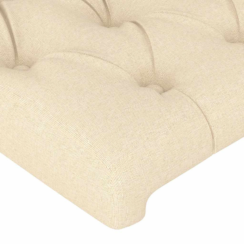 Tăblie de pat cu LED, crem, 147x16x118/128 cm, textil