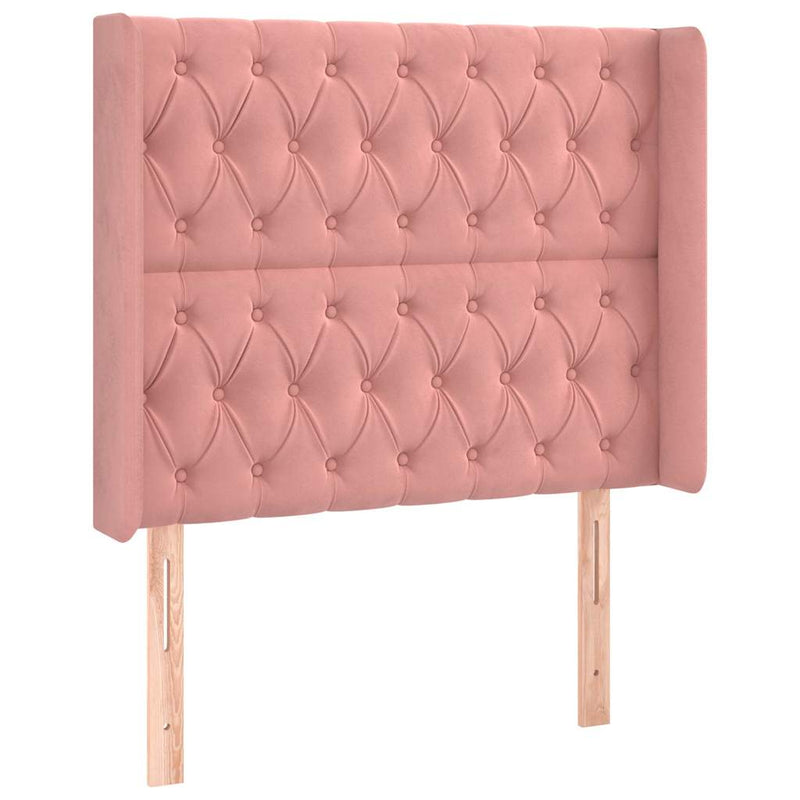 Tăblie de pat cu LED, roz, 103x16x118/128 cm, catifea