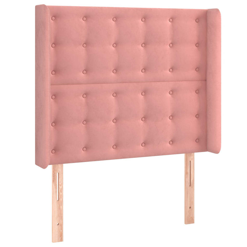 Tăblie de pat cu LED, roz, 103x16x118/128 cm, catifea