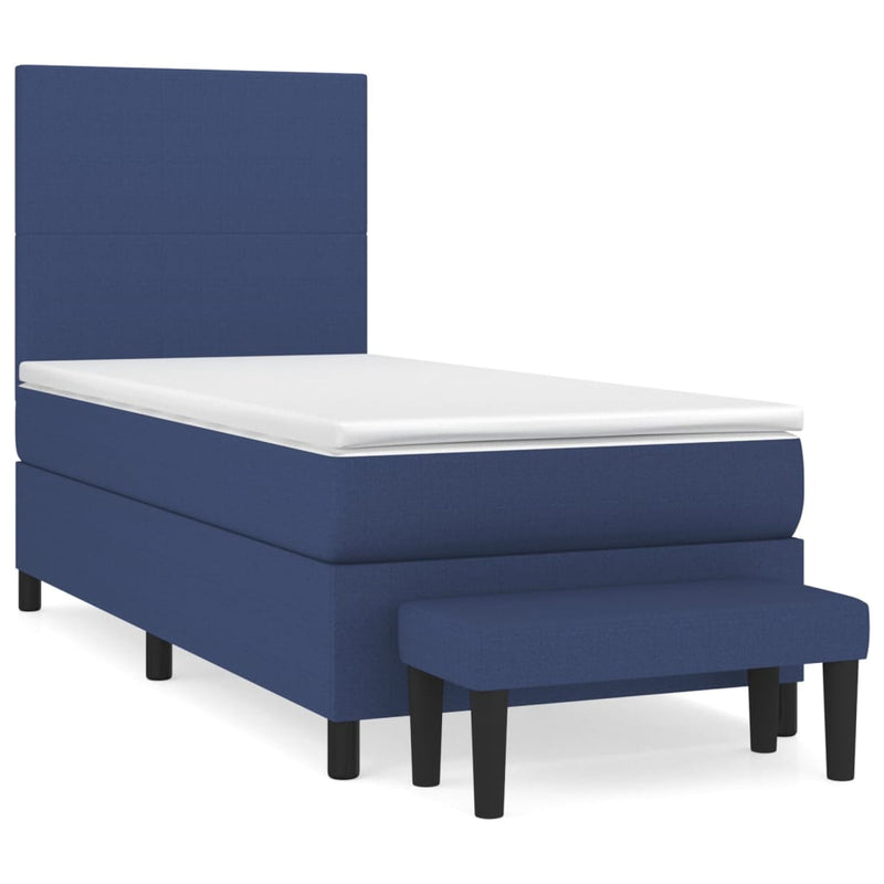 Pat box spring cu saltea, albastru, 80x200 cm, textil