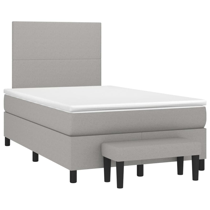 Pat continental cu saltea, gri deschis, 120x200 cm, textil