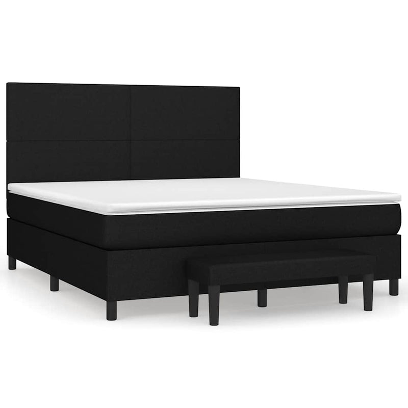 Pat box spring cu saltea, negru, 180x200 cm, catifea