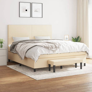 Pat continental cu saltea, crem, 180x200 cm, textil