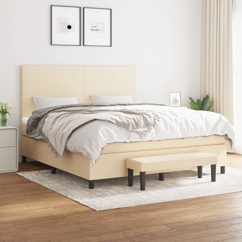 Pat continental cu saltea, crem, 180x200 cm, textil