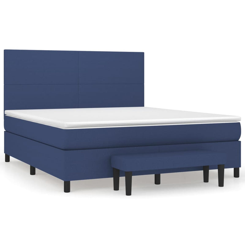 Pat box spring cu saltea, albastru, 180x200 cm, material textil