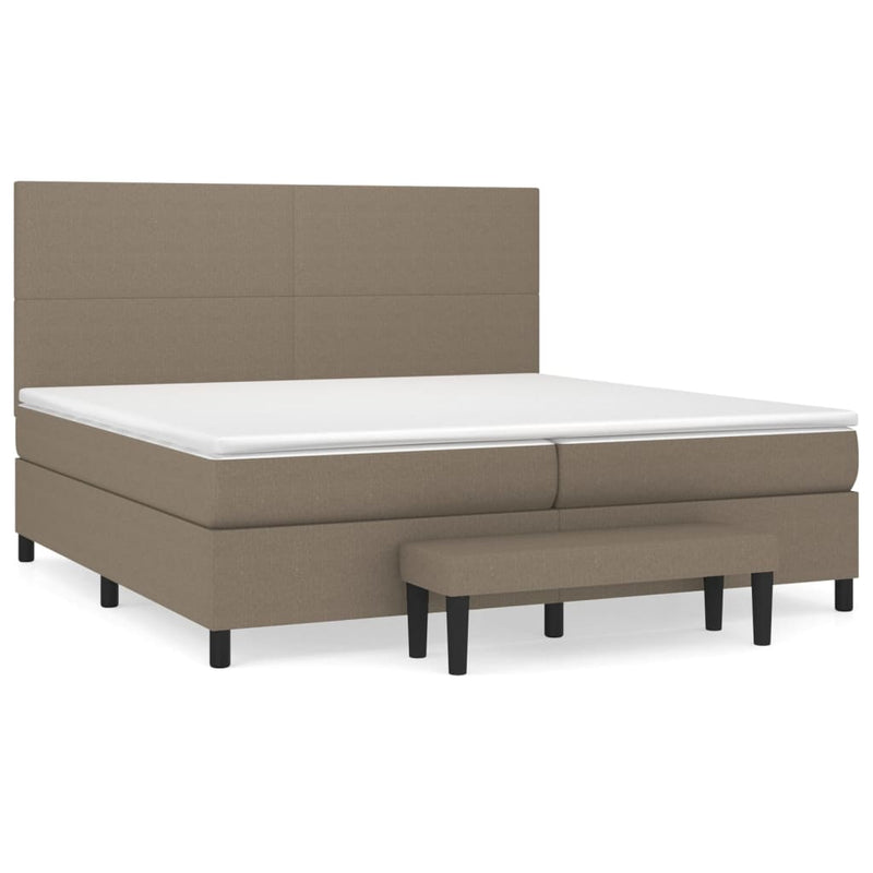 Pat box spring cu saltea, gri taupe, 200x200 cm, textil