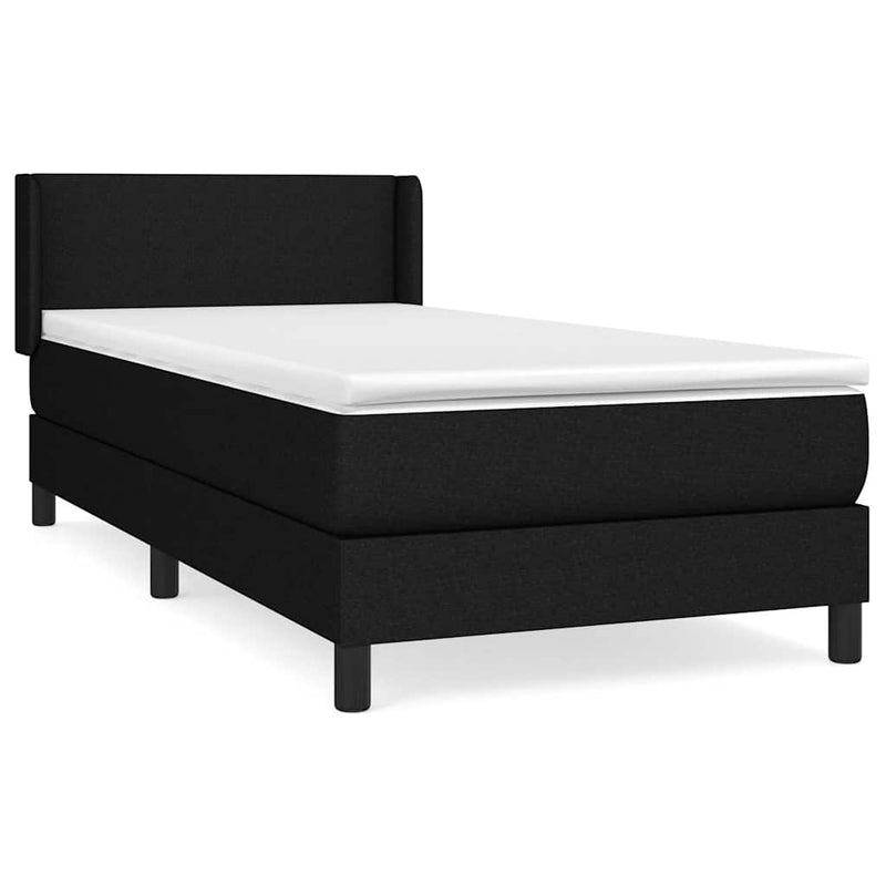 Pat box spring cu saltea, negru, 80x200 cm, textil