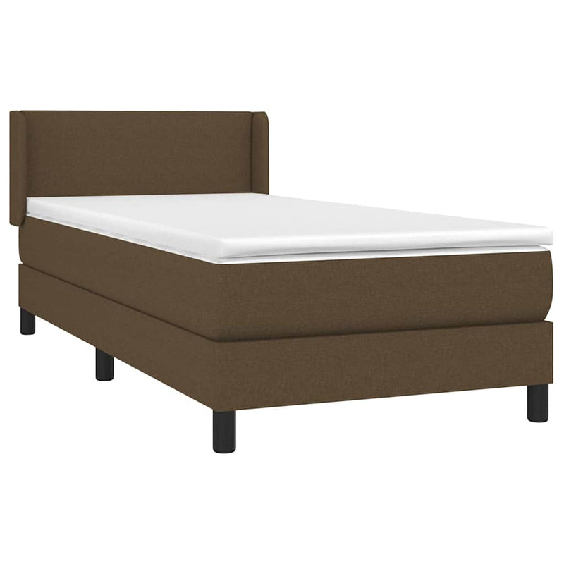 Pat box spring cu saltea, maro închis, 80x200 cm, textil
