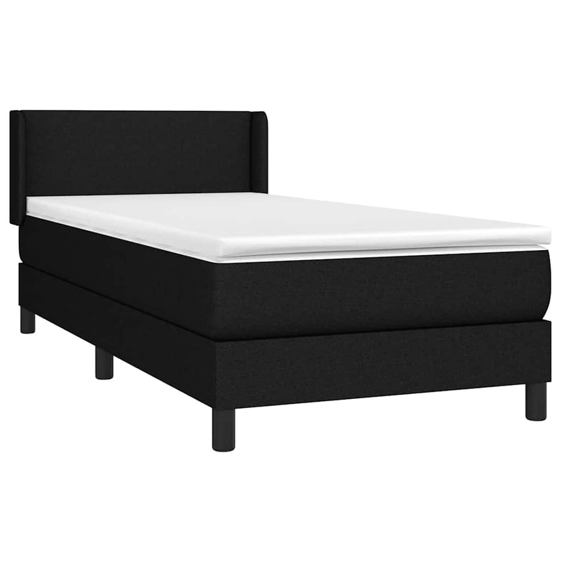 Pat box spring cu saltea, negru, 100x200 cm, textil