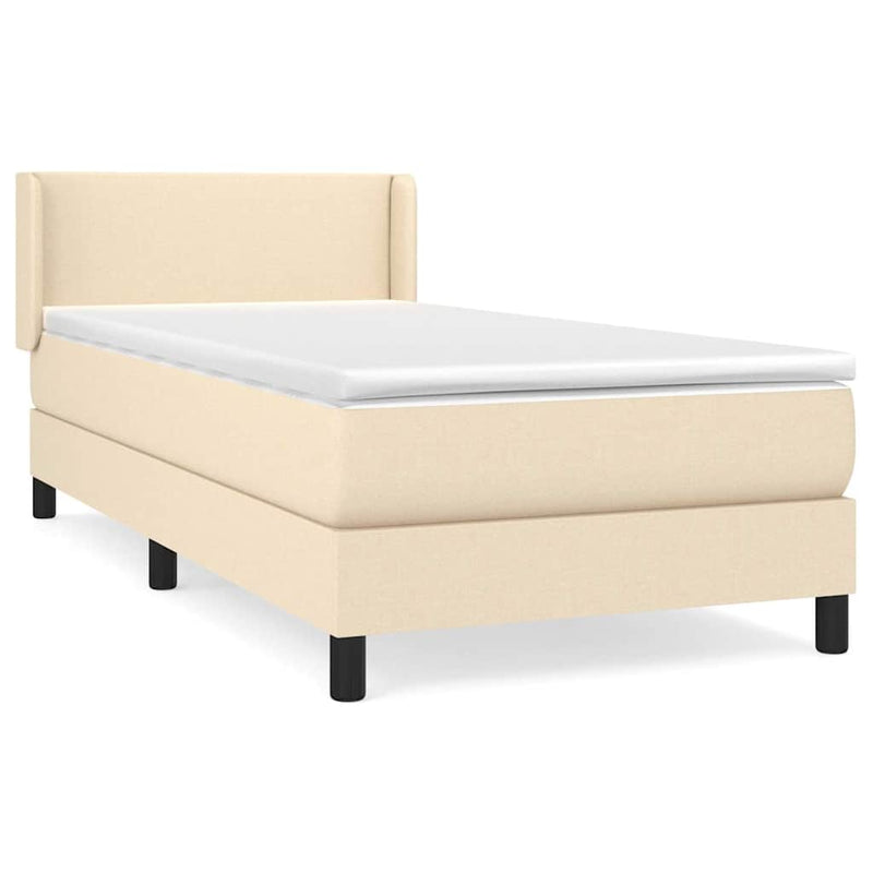 Pat box spring cu saltea, crem, 100x200 cm, textil