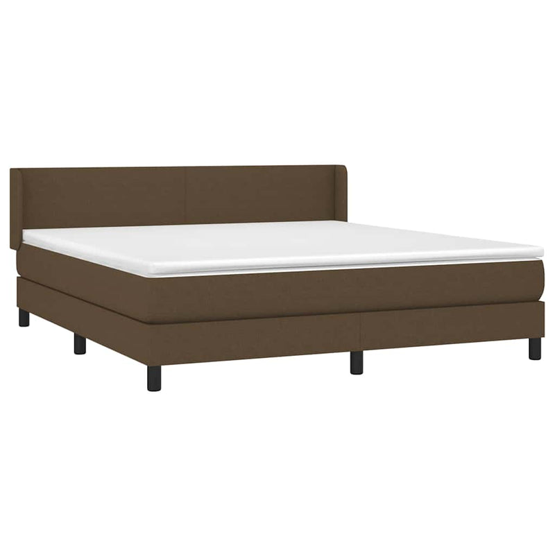 Pat box spring cu saltea, maro închis, 160x200 cm, textil
