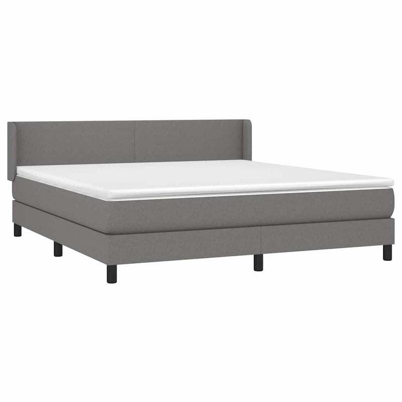 Pat box spring cu saltea, gri închis, 180x200 cm, textil