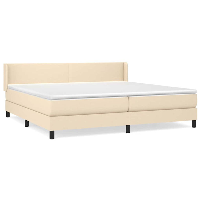 Pat box spring cu saltea, crem, 200x200 cm, textil