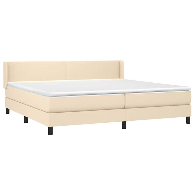 Pat box spring cu saltea, crem, 200x200 cm, textil
