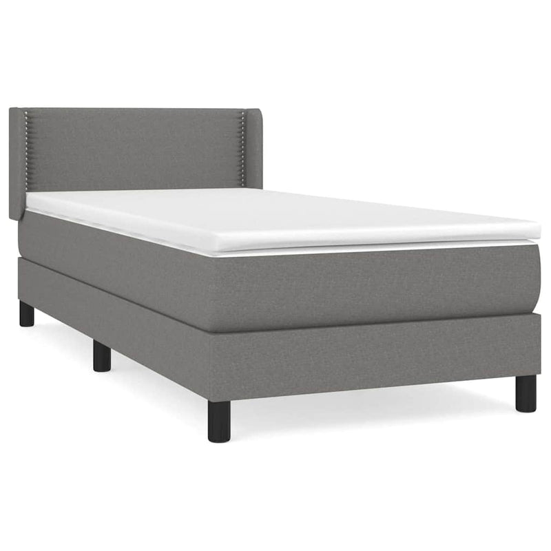 Pat box spring cu saltea, gri închis, 80x200 cm, textil