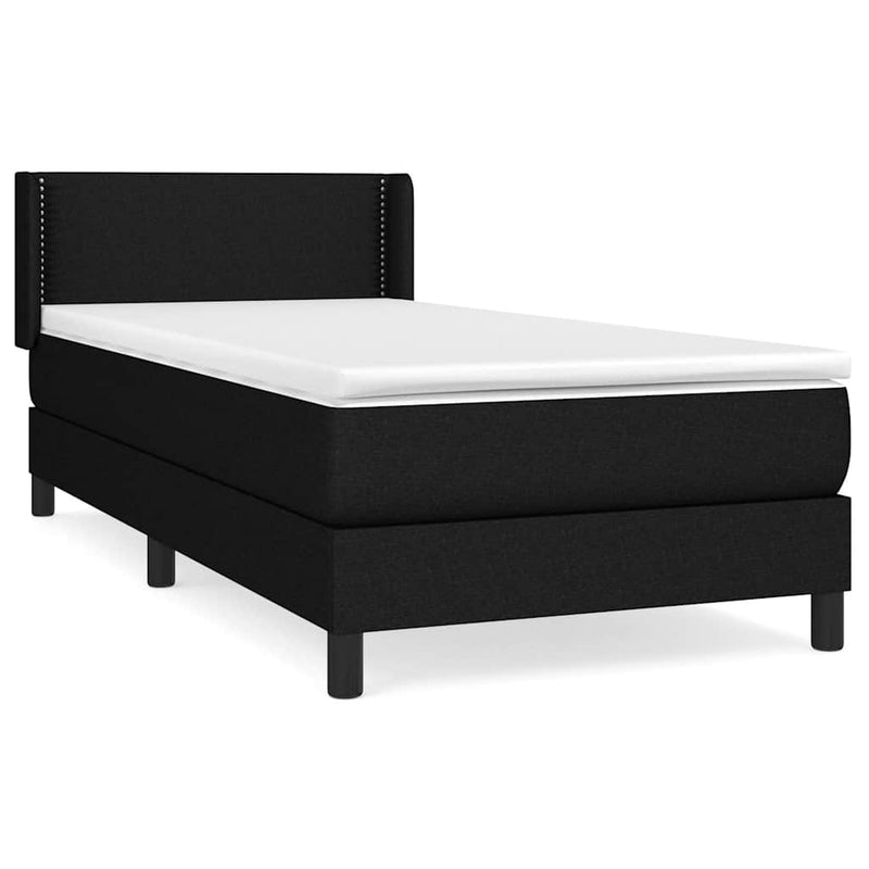 Pat box spring cu saltea, negru, 100x200 cm, textil