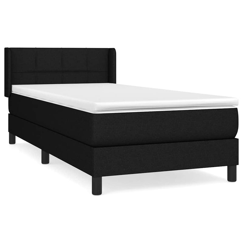 Pat box spring cu saltea, negru, 90x190 cm, textil