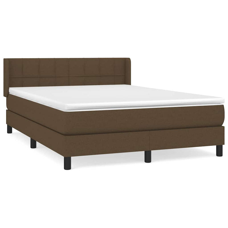 Pat box spring cu saltea, maro închis, 140x200 cm, textil