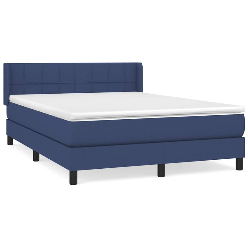 Pat box spring cu saltea, albastru, 140x200 cm, textil