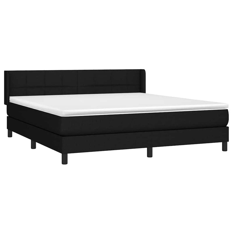 Pat box spring cu saltea, negru, 160x200 cm, textil