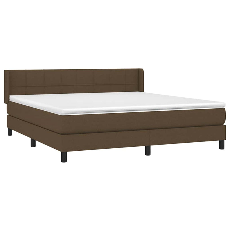 Pat box spring cu saltea, maro închis, 160x200 cm, textil
