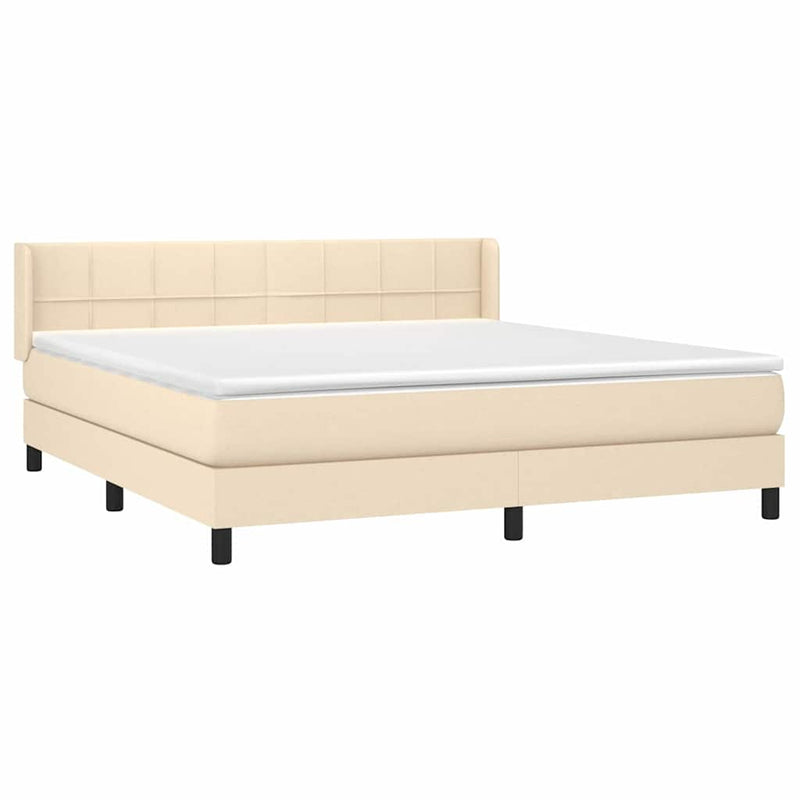 Pat continental cu saltea, crem, 180x200 cm, textil